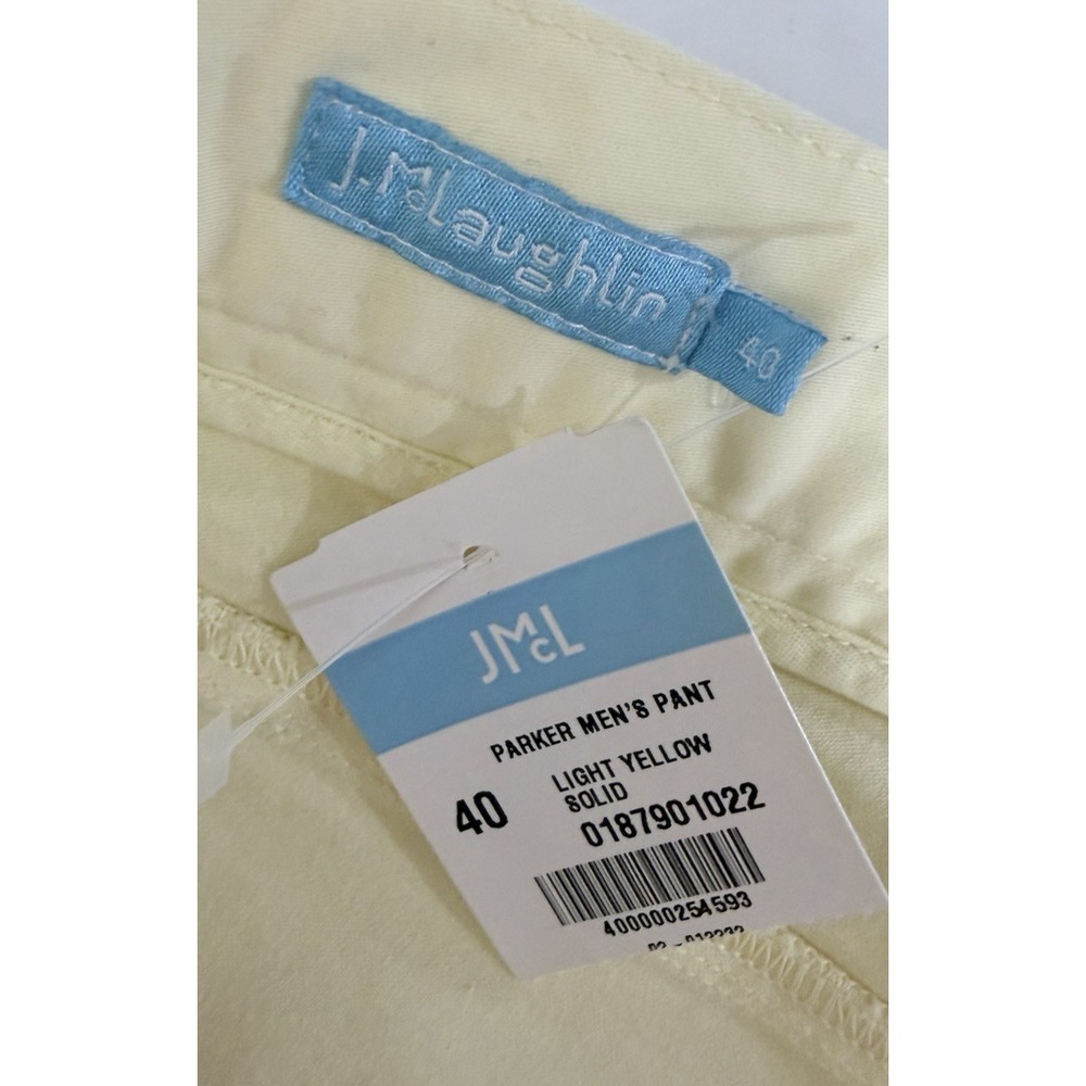 NWT J McLAUGHLIN Parker Mens Pants Size 40 X 33‎ Pale Yellow Chino - Picture 2 of 12